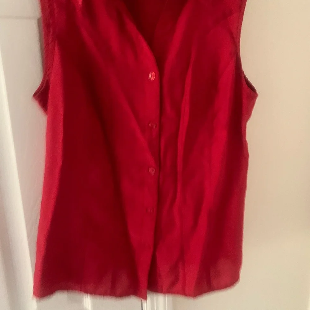 Red button down top. - Picture 2 of 3